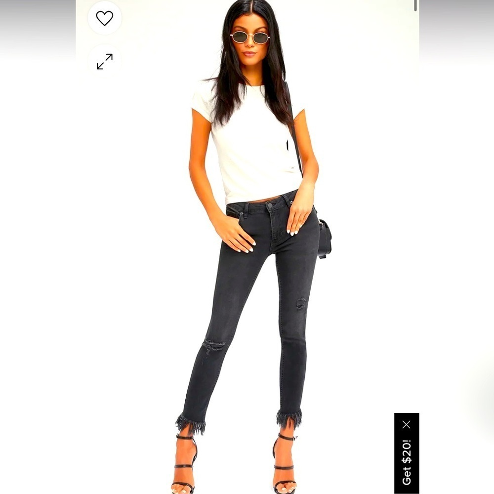 Free People 29 Jeans Great Heights Frayed Skinny Crop fall denim Fringe casual